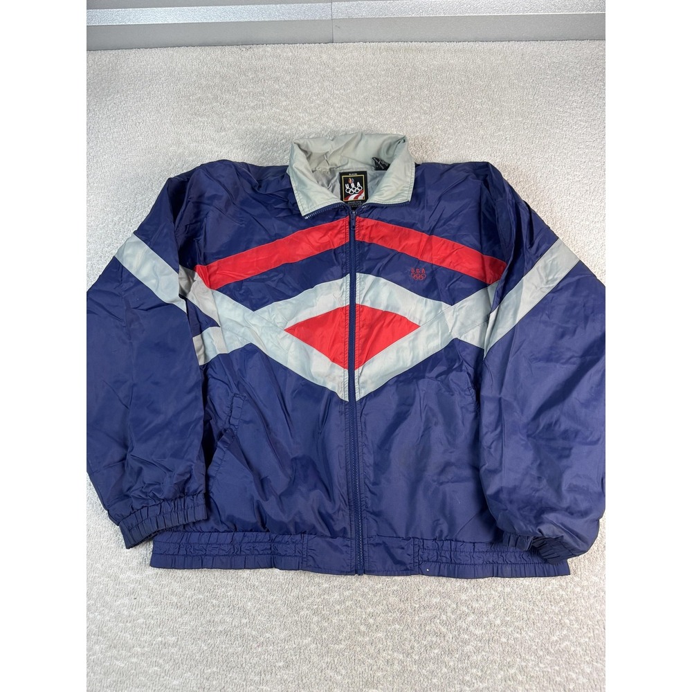Vintage‎ JC Penny USA Olympic Jacket Mens Large Navy Windbreaker Colorblock